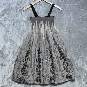 E-Klah Smocked Mini Dress Bubble Hem Womens Sz S Black Wool Forest Fairy Grunge